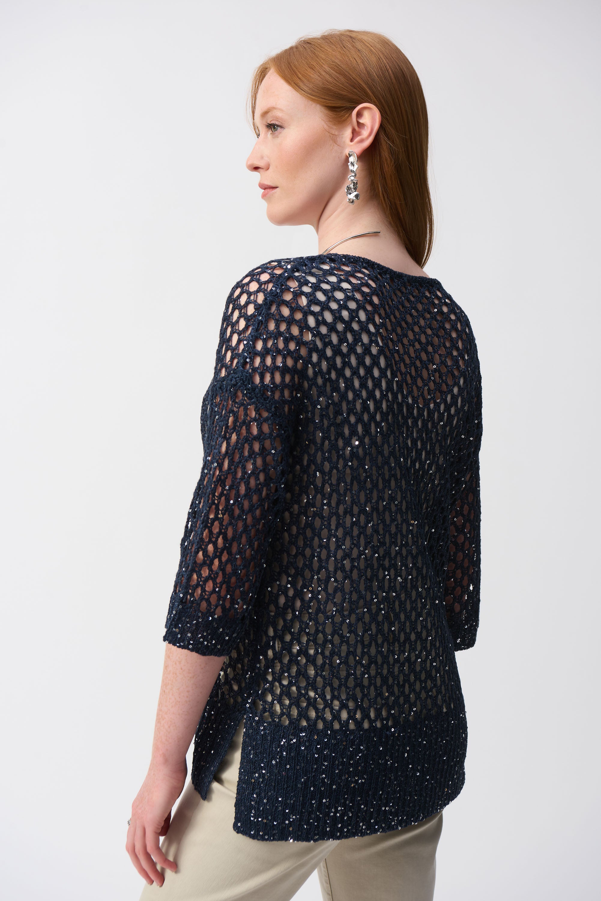 Joseph Ribkoff Open Stitch Sweater with Sequins-241922