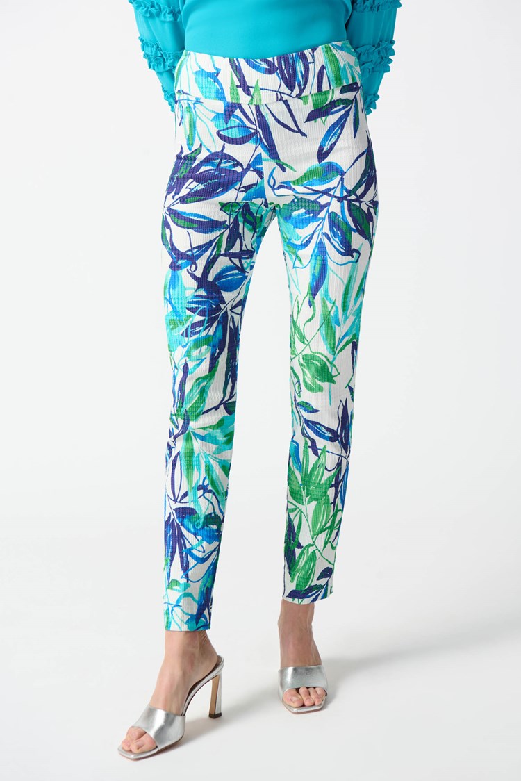 Joseph Ribkoff Jacquard Tropical Print Slim Fit Pants-242000