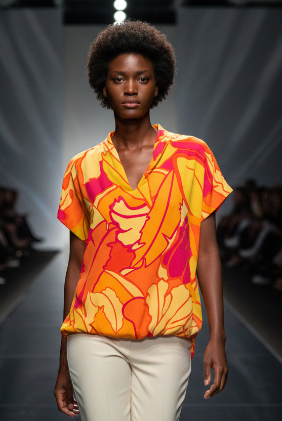 Joseph Ribkoff Woven Tropical Print Boxy | Unique Apparel USA