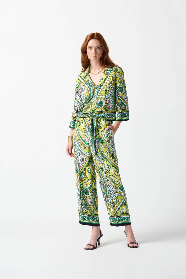 Joseph Ribkoff Woven Paisley Print Front Tie Top-242009