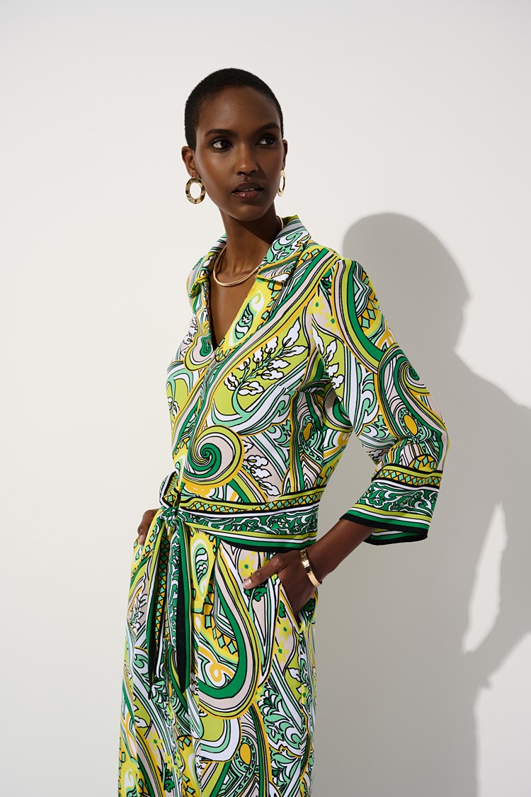 Joseph Ribkoff Woven Paisley Print Front Tie Top-242009