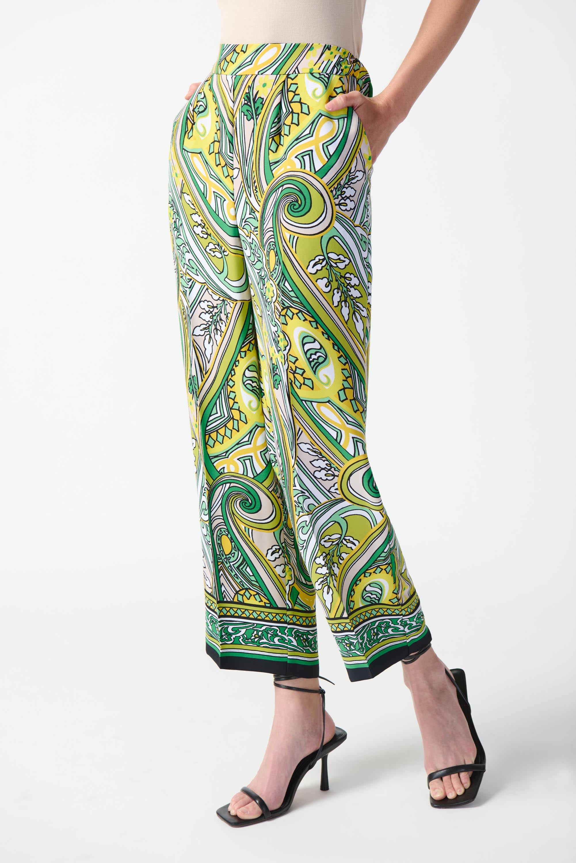 Joseph Ribkoff Woven Paisley Print Crop Pants-242010