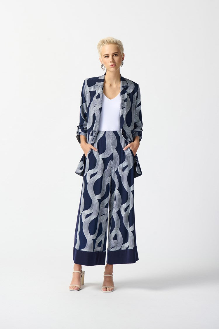Joseph Ribkoff Silky Knit Abstract Print Wide-Leg Pants-242144