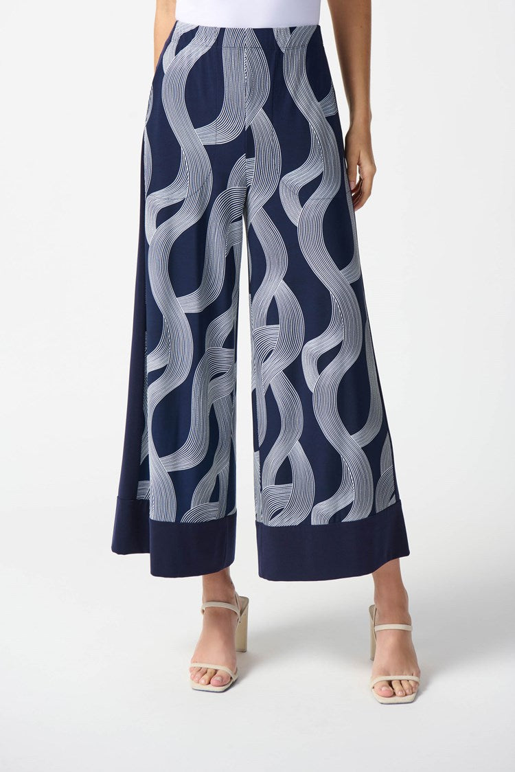 Joseph Ribkoff Silky Knit Abstract Print Wide-Leg Pants-242144