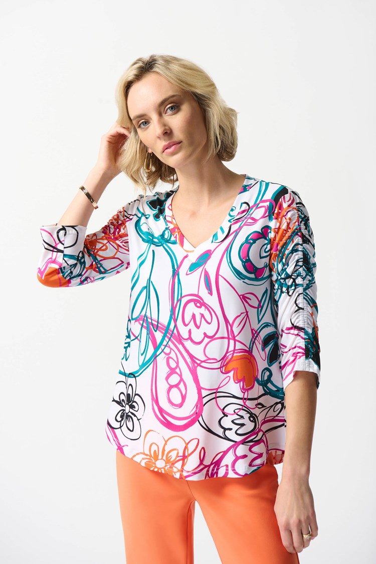 Joseph Ribkoff Silky Knit Paisley Print Top-JR-242179