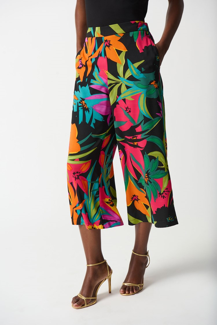 Joseph Ribkoff Gauze Tropical Print Culotte Pants-242211
