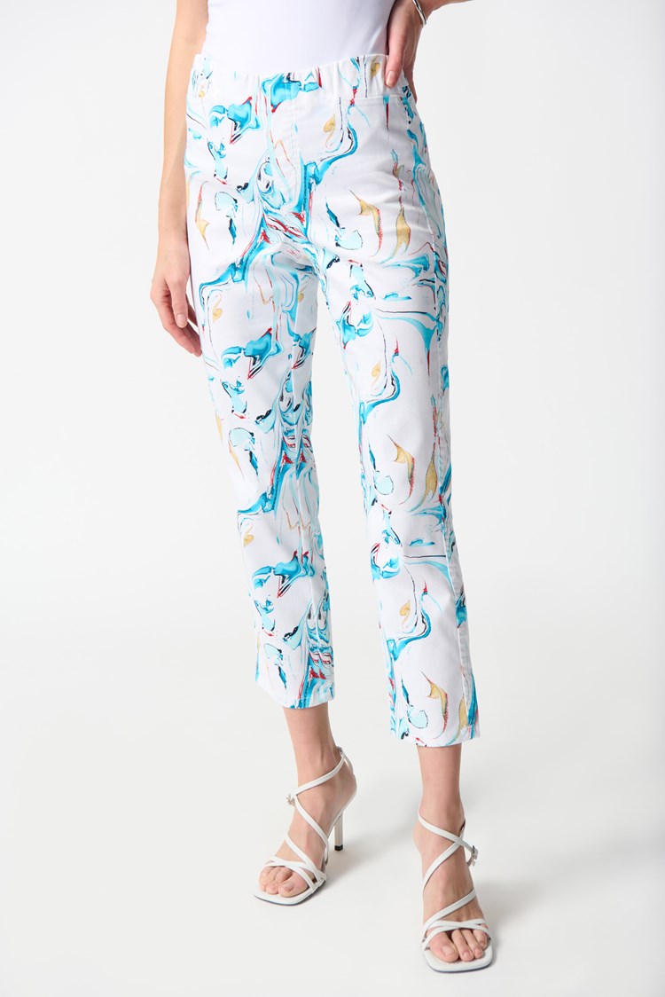 Joseph Ribkoff Denim Abstract Print Slim Cropped Pants-242923
