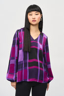 Joseph Ribkoff Satin Abstract Plaid Print Top-JR-243058
