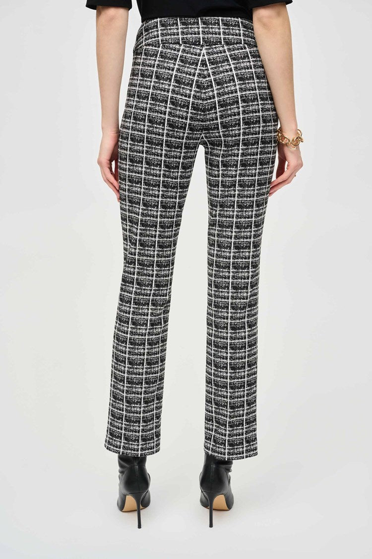 Joseph Ribkoff Jacquard Plaid Straight Pull-On Pants-JR-243130
