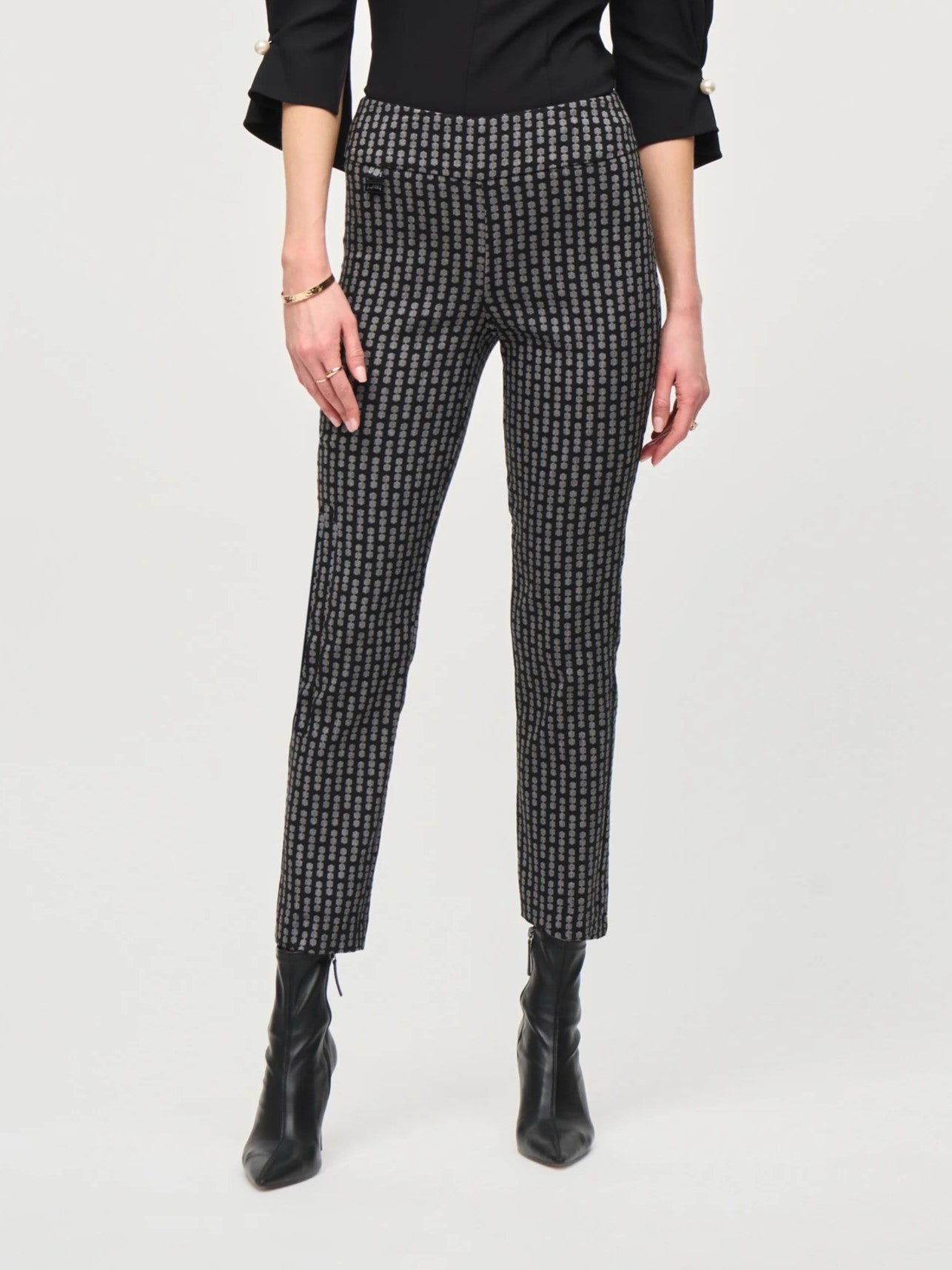 Joseph Ribkoff Jacquard Dot Slim Fit Pull-On Pants-JR-243131