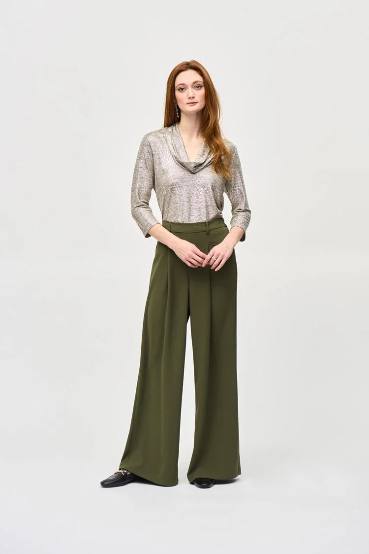 Joseph Ribkoff Foiled Knit Cowl Collar Top JR-243167