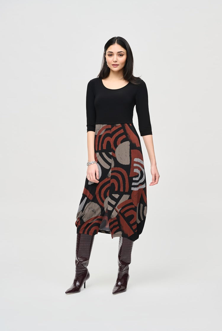 Jospeh Ribkoff Silky Knit Geometric Print Cocoon Dress | Unique Apparel USA