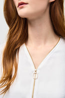 Joseph Ribkoff Satin Boxy Top With Ruffled Sleeve-JR-243285