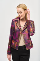Joseph Ribkoff Foiled Print Faux Suede Jacket-JR Style 243921