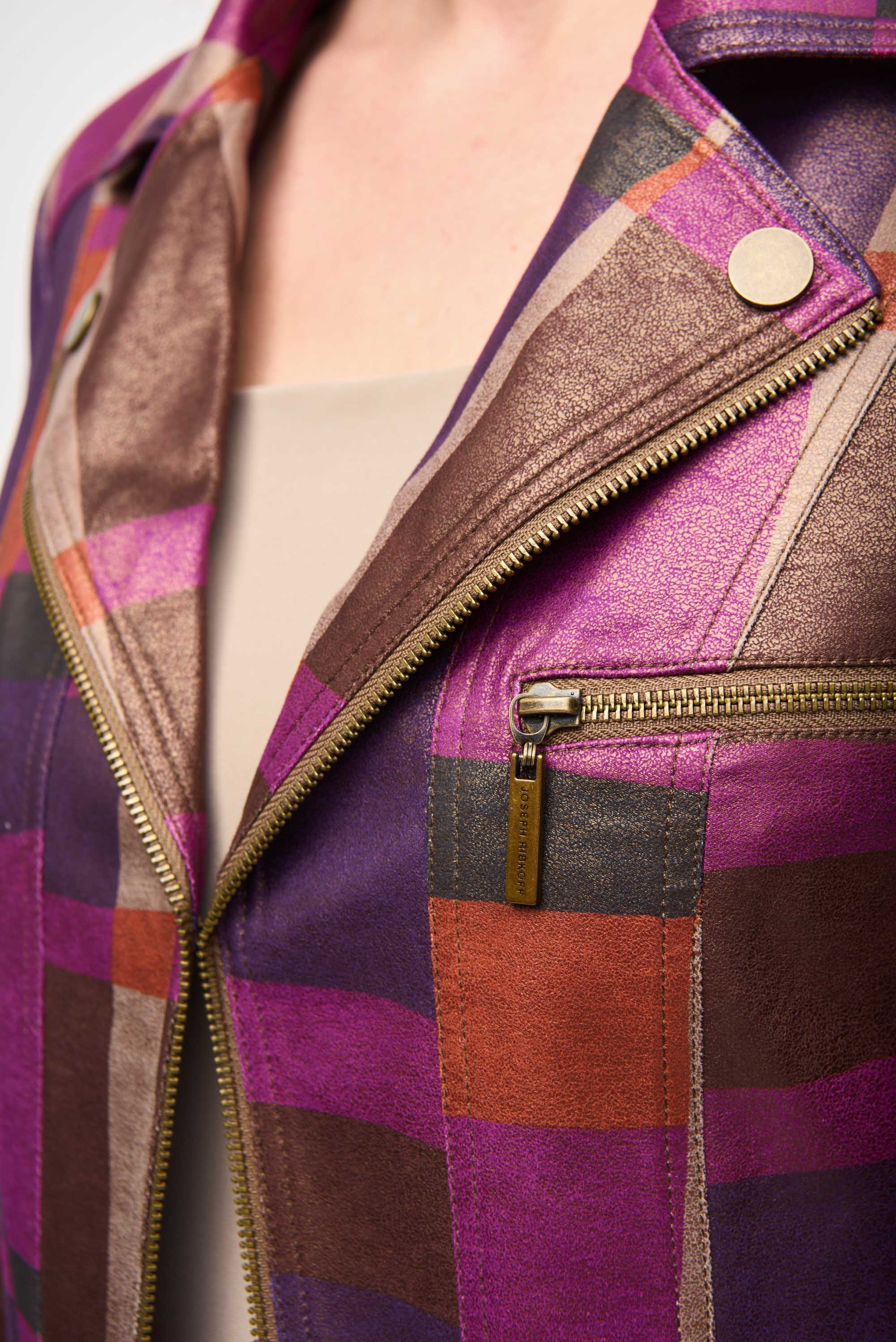 Joseph Ribkoff Foiled Print Faux Suede Jacket-JR Style 243921