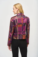 Joseph Ribkoff Foiled Print Faux Suede Jacket-JR Style 243921