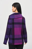 Joseph Ribkoff Plaid Jacquard Cowl Neck Sweater-JR-243943