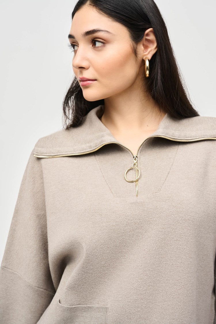 Joseph Ribkoff Jacquard Zipped Collar Sweater Style 243954