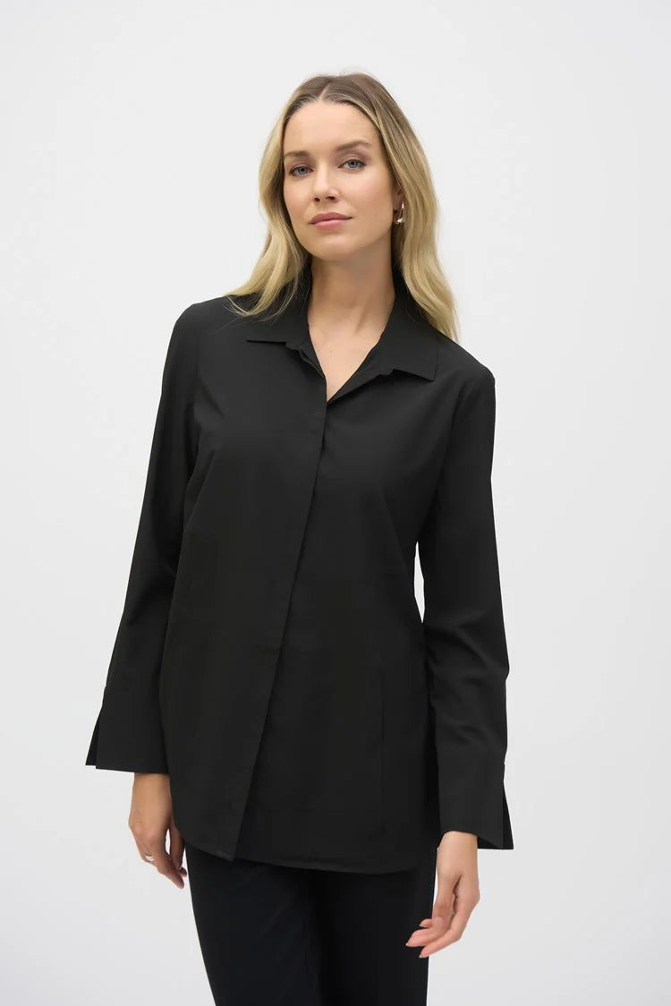 Joseph Ribkoff Woven Button-Down Blouse With Pockets-JR-243958