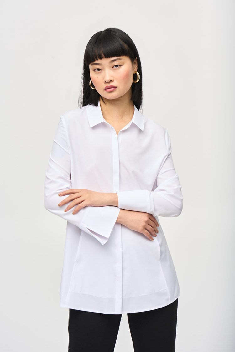 Joseph Ribkoff Woven Button-Down Blouse With Pockets-JR-243958