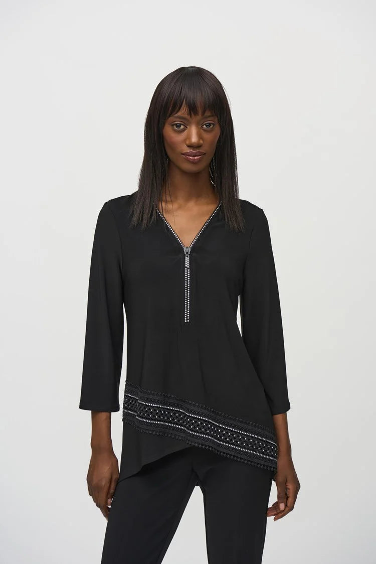 Joseph Ribkoff Silky Knit Flared High Low Top-JR-244026