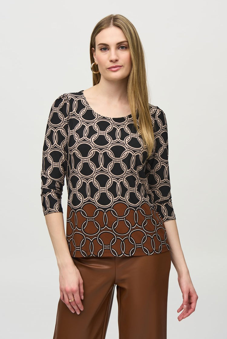 Joseph Ribkoff Silky Knit Chain Border Print Top | Unique Apparel USA