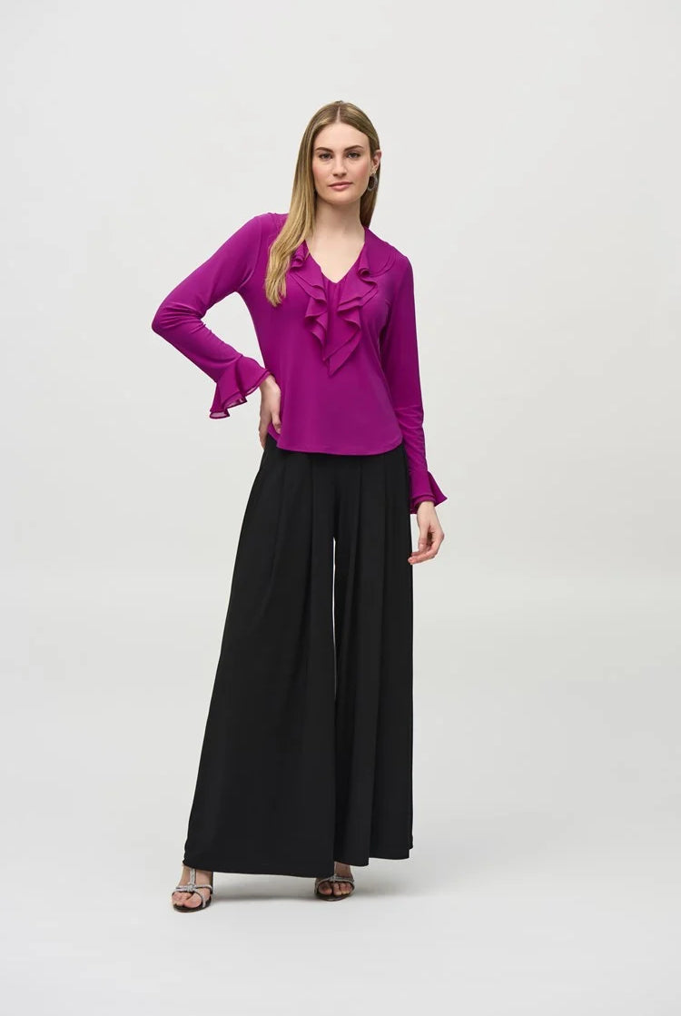 Joseph Ribkoff Silky Knit And Chiffon Fitted Top | Unique Apparel USA