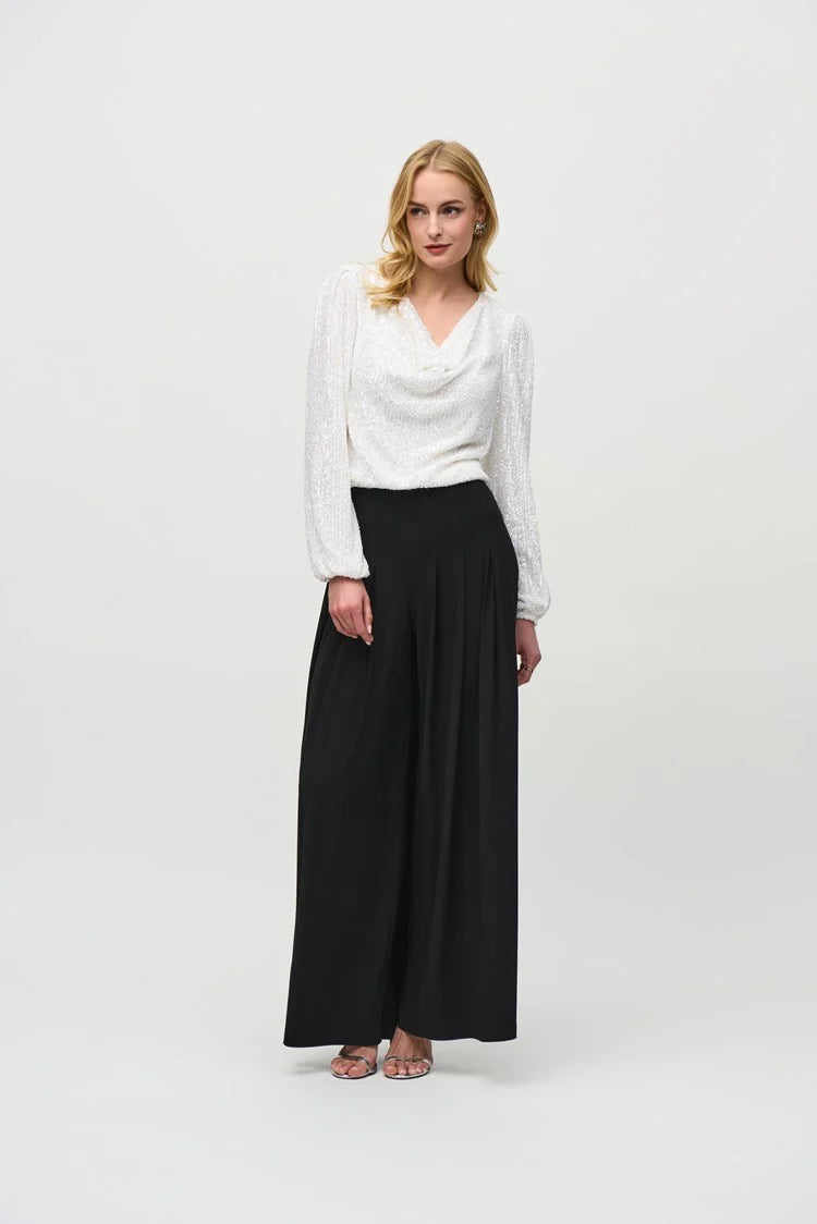 Joseph Ribkoff Sequined Cowl Neck Top-JR-244917