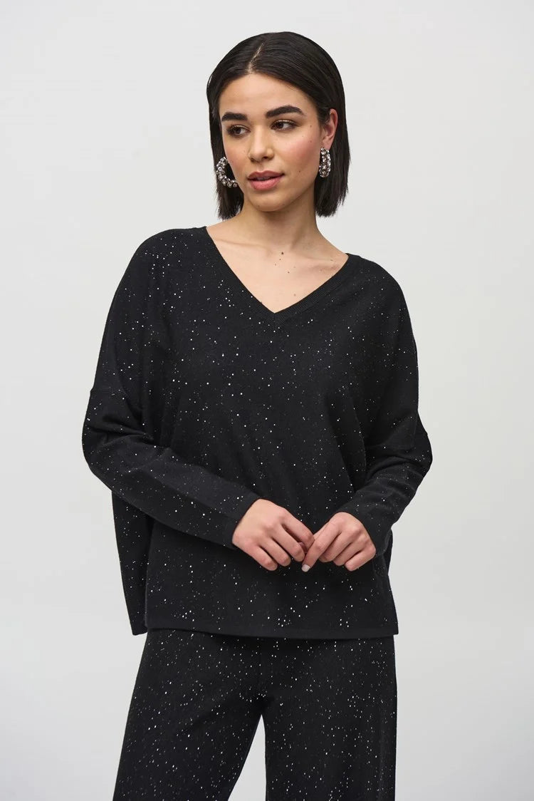 Joseph Ribkoff Sequined Sweater Knit Boxy Top-JR-244921