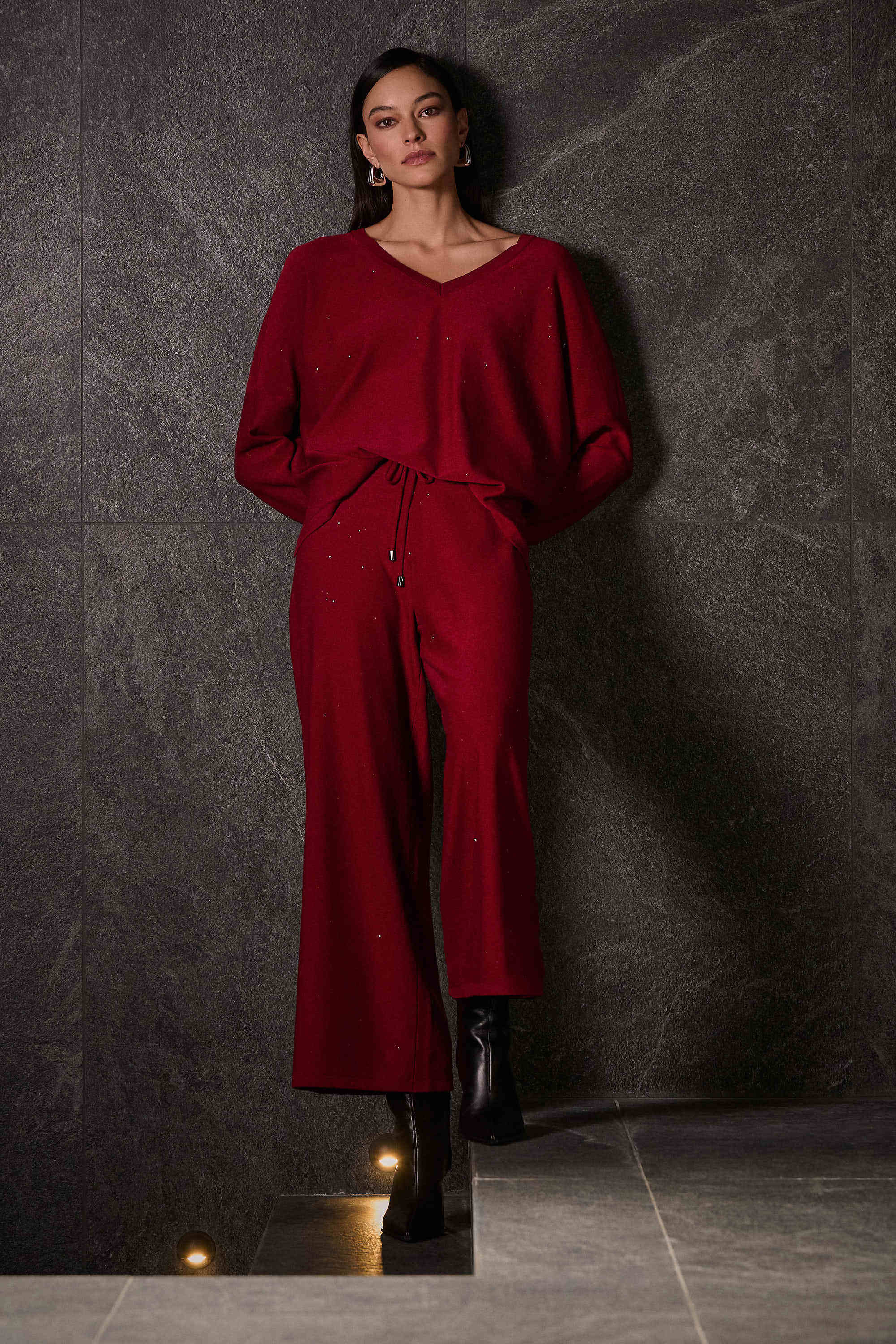 Joseph Ribkoff Sequined Sweater Knit Culotte Pants-JR-244922