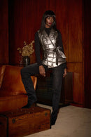 Joseph Ribkoff Straight Crop Denim Pants with Sequin Trim Style 244948