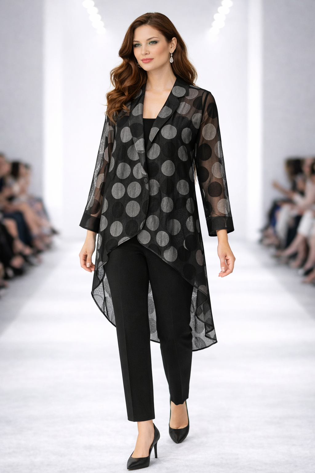IC COLLECTION Sheer Polka Dot Jacket-4950J