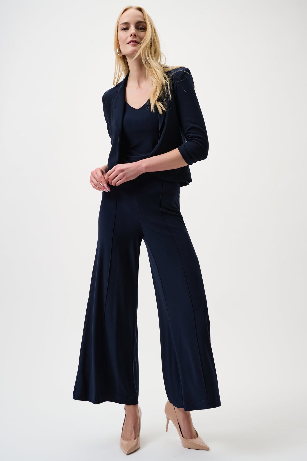 Joseph Ribkoff Classic Pull-On Wide Leg Pants - Core Colors-251017CO, Midnight Blue