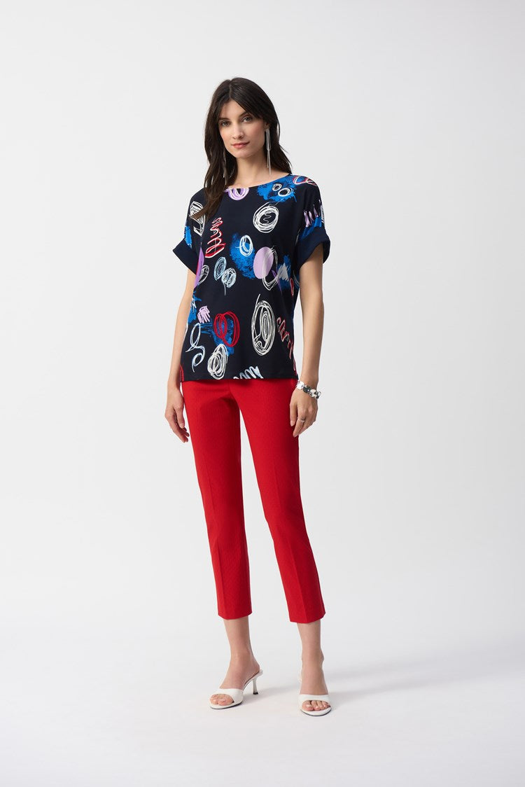 Joseph Ribkoff Silky Knit Abstract Print Boxy Top Style 251132