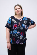 Joseph Ribkoff Silky Knit Abstract Print Boxy Top Style 251132