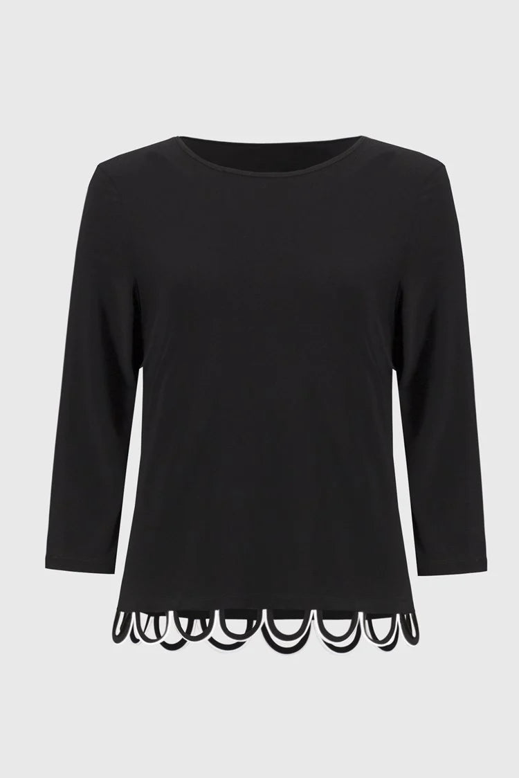 Joseph Ribkoff Silky Knit Loop Detail Fitted Top Style 251133