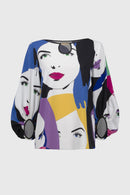 Woven Face Print Boxy Top 251148