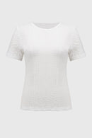 Puckered Knit Fitted Top-251167