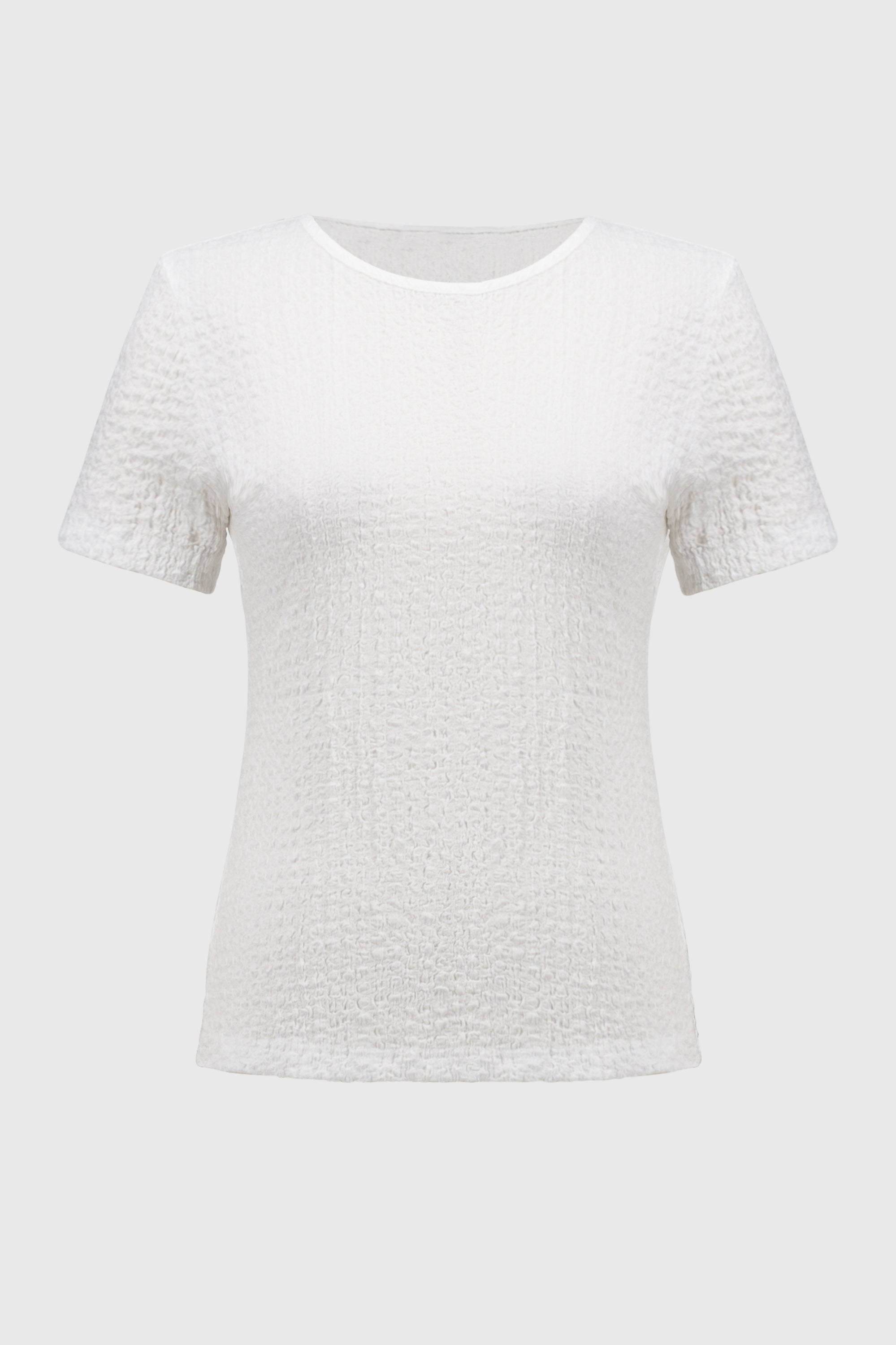 Puckered Knit Fitted Top-251167