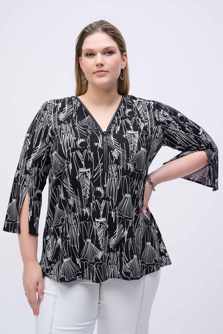 Joseph Ribkoff Silky Knit Conversational Print Fit and Flare Tunic Style 251181