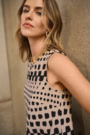 Joseph Ribkoff Silky Knit Dot Print Sleeveless Tunic Style 251193