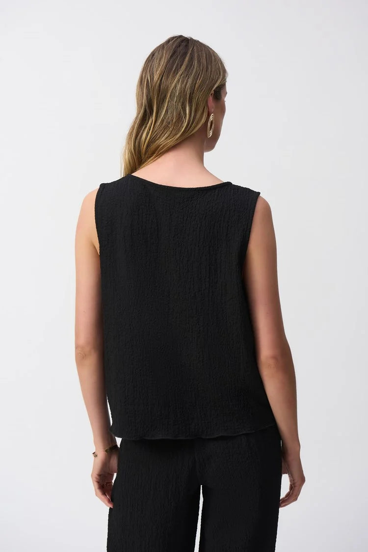 Seersucker Asymmetrical Sleeveless Top Style 251228