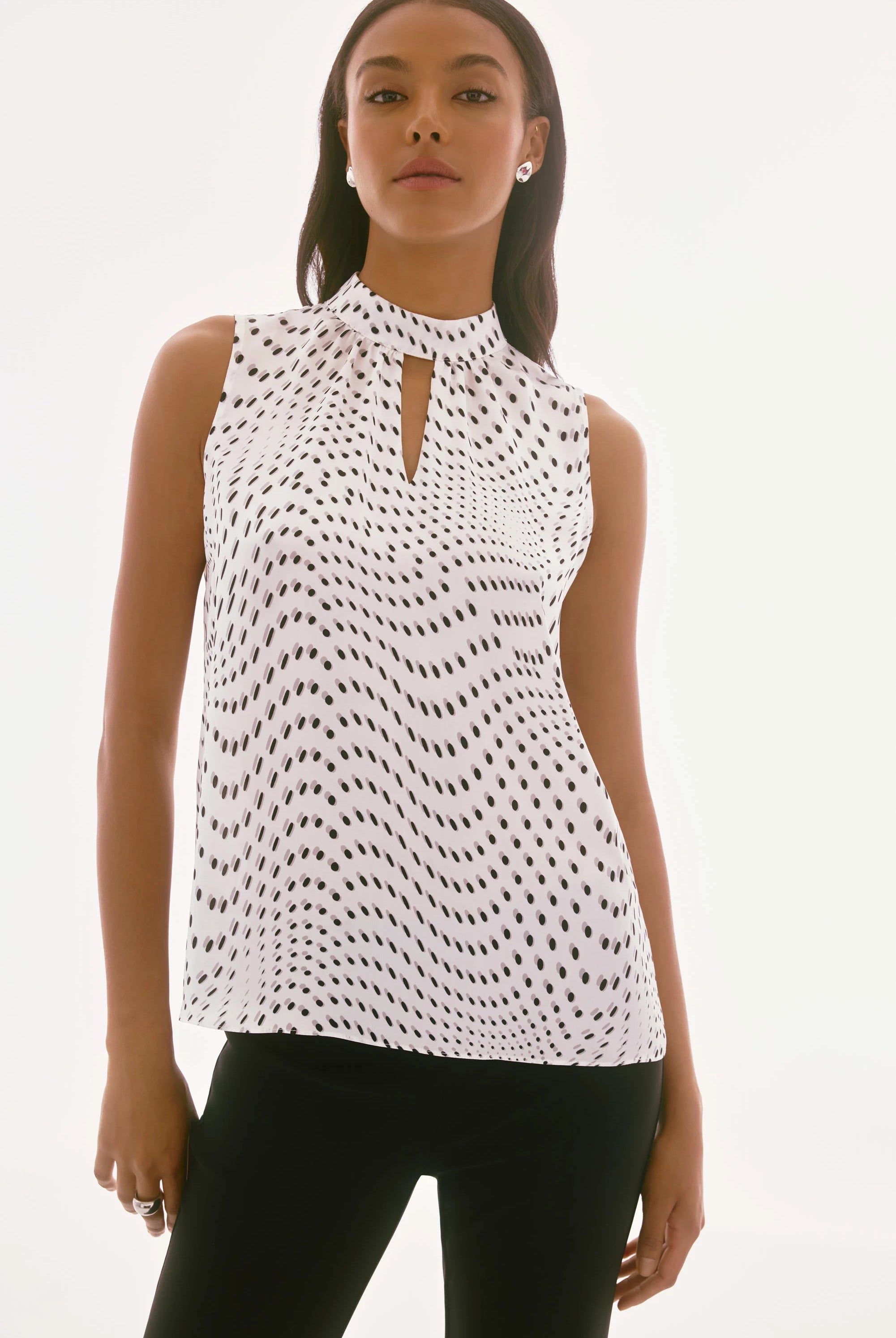 Joseph Ribkoff Signature Satin Dot Print Sleeveless Top | Unique Apparel USA