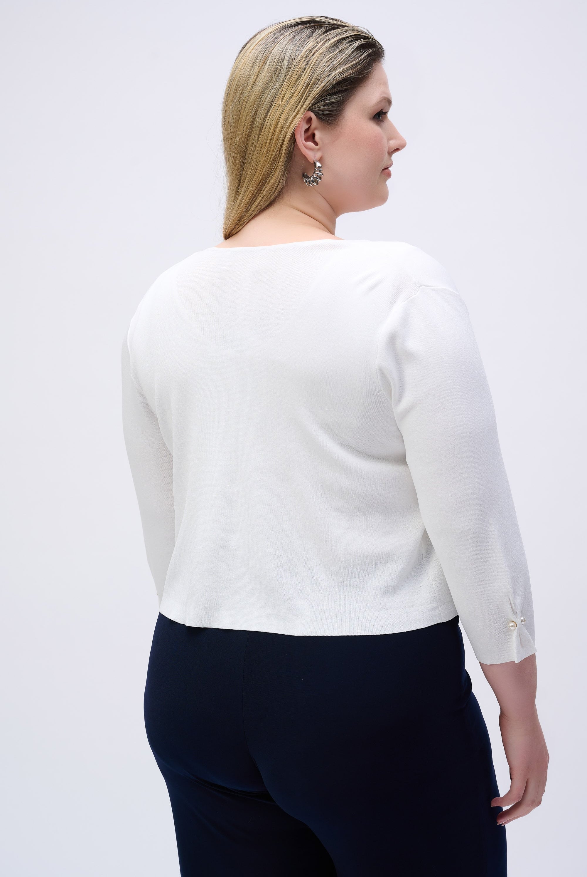 Sweater Knit Cover-Up with Pearl Ornament