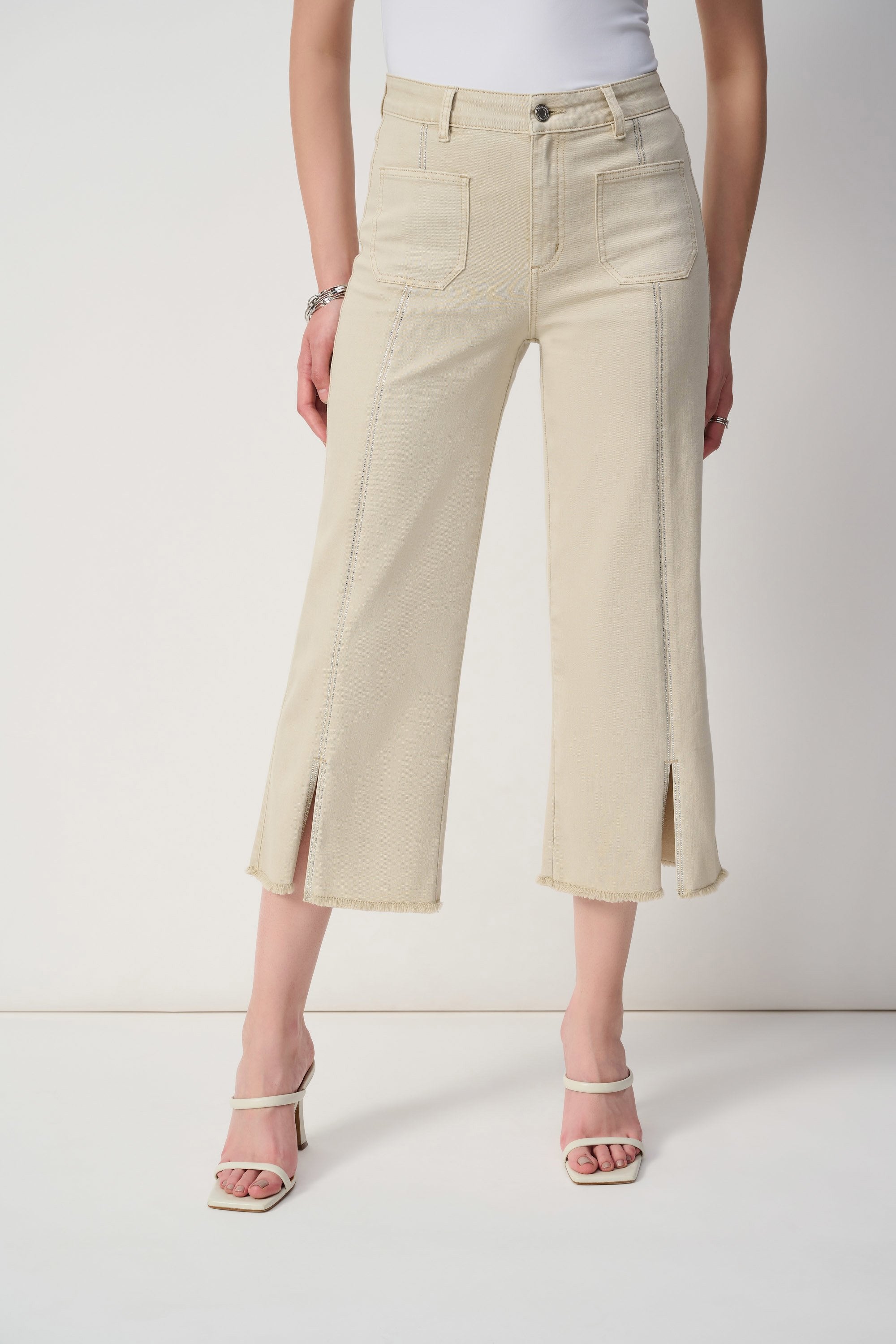 Claudia | Culotte Jeans With Embellished Front Seam-241903S25
