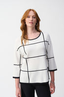 Joseph Ribkoff Plaid Sweater Knit Pullover-JR-251918