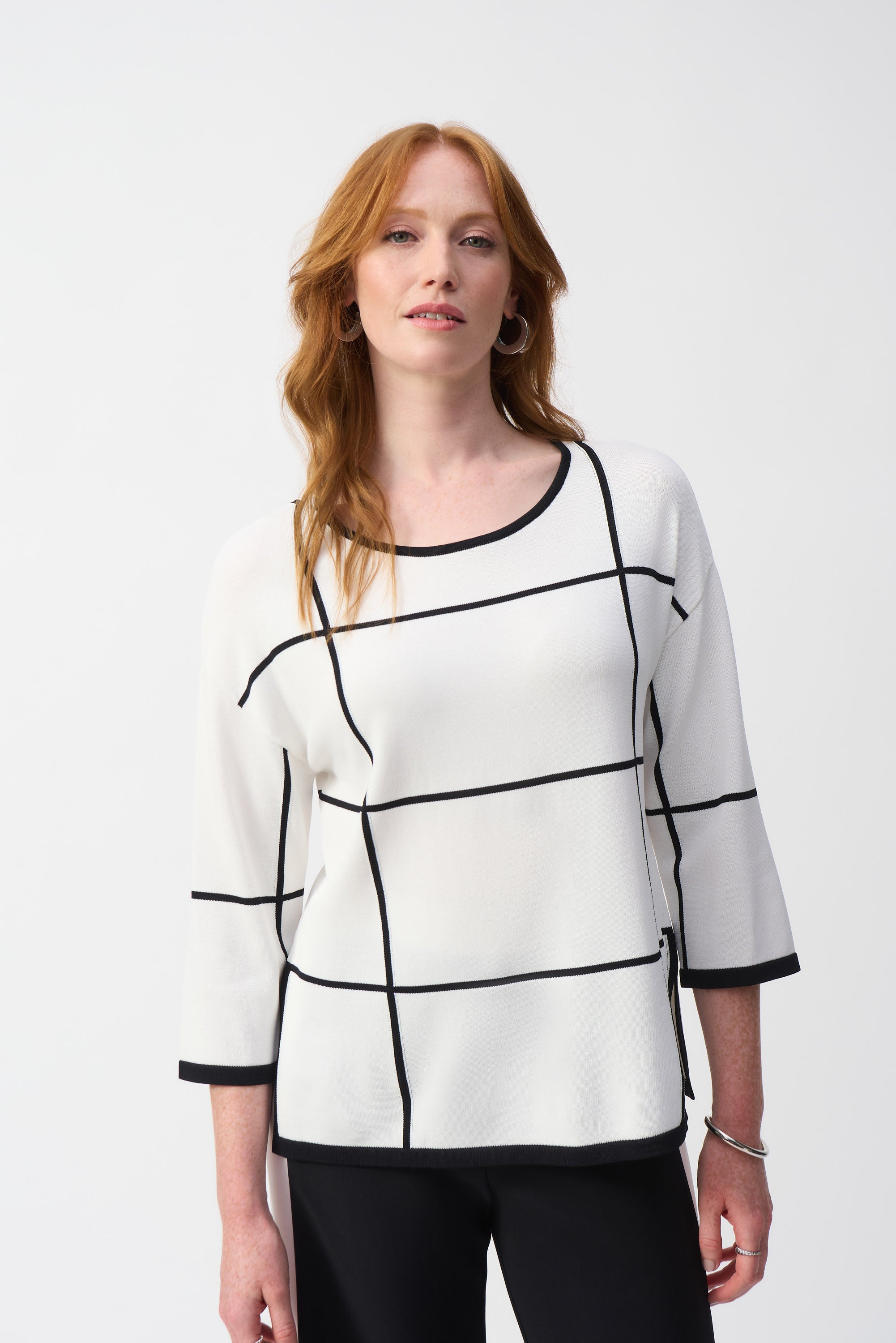 Joseph Ribkoff Plaid Sweater Knit Pullover-JR-251918