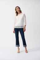 Joseph Ribkoff Sweater Knit Pullover with Mesh Stripe Detail- 251946