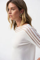 Joseph Ribkoff Sweater Knit Pullover with Mesh Stripe Detail- 251946