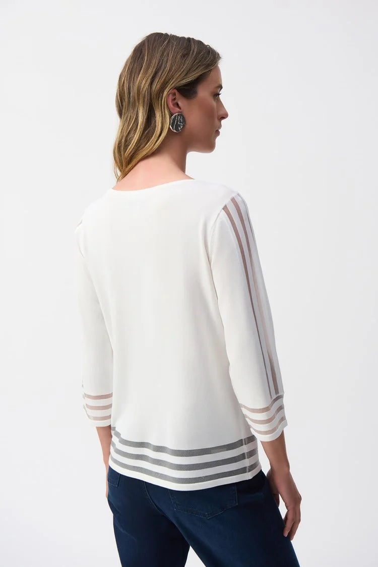 Joseph Ribkoff Sweater Knit Pullover with Mesh Stripe Detail- 251946